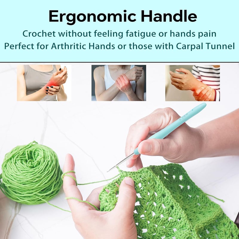 Gerute Small Size Crochet Hook Lace Crochet Needle, 0.5mm Crochet Hook, Ergonomic Crochet Hooks，Embroidery Thread Knitting Weaving Tool (0.5 mm) - Image 4